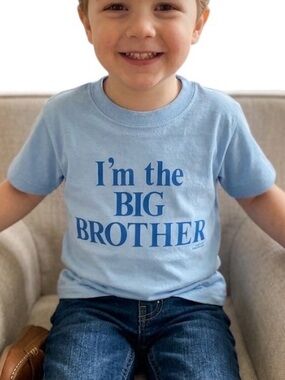 Hanes PlayWear “I’m The Big Brother” T-Shirt Toddler 2T Blue Announcement Tee